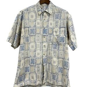 Vintage Pierre Cardin Men’s Sz L Short Sleeve Shirt Geometric Tribal Hawaiian